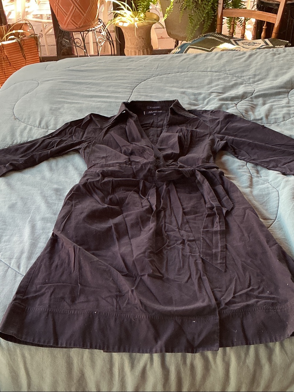 Abercrombie & Fitch Black Long-Sleeve Wrap Dress